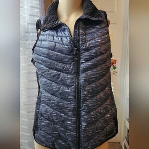 Calvin Klein Women's Black and Gray Quilted Vest